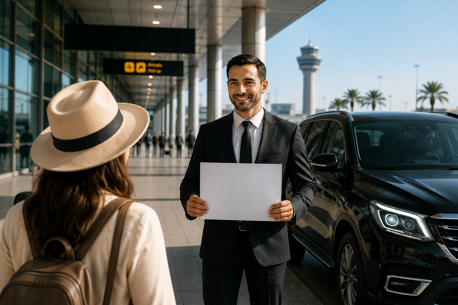 Private driver meeting passengers at Cairo International Airport